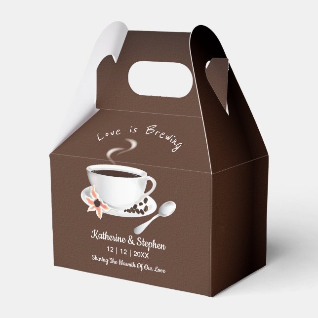 Love Is Brewing Coffee Wedding  Favor Box (Front Side)