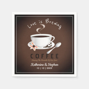 Love Is Brewing Coffee Wedding Napkin
