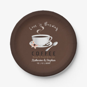 Love Is Brewing Coffee Wedding Paper Plate