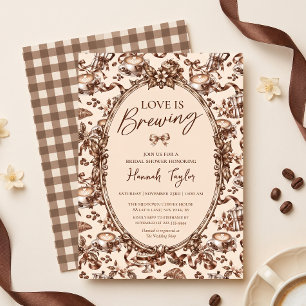 Love Is Brewing Coquette Coffee Bridal Shower Invitation