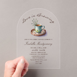 Love Is Brewing Cozy Breakfast Tea Bridal Shower Acrylic Invitations