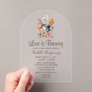 Love Is Brewing Cozy Fall Coffee Bridal Shower Acrylic Invitations