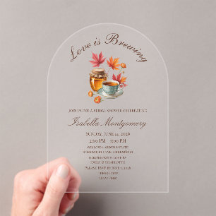 Love Is Brewing Cozy Tea Bridal Shower Acrylic Invitations