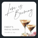 Love is Brewing Elegant Bridal Shower Square Sticker<br><div class="desc">Love is Brewing Elegant Bridal Shower Square Sticker</div>