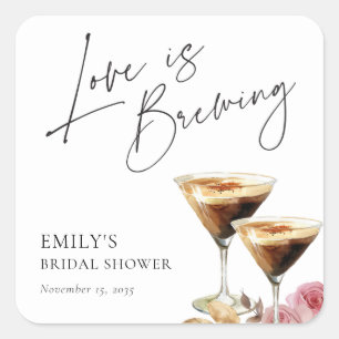 Love is Brewing Elegant Bridal Shower Square Sticker