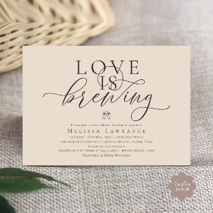 Love Is Brewing Elegant Script Bridal Shower Invitation
