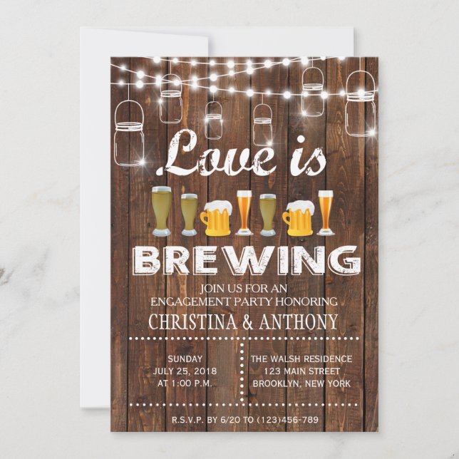 Love is Brewing Engagement Party Chalk Invitation (Front)