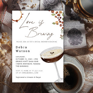 Love Is Brewing Espresso Elegant Bridal Shower Invitation