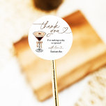 Love Is Brewing Espresso Martini Bridal Shower Classic Round Sticker<br><div class="desc">Love Is Brewing Espresso Martini Bridal Shower Classic Round Sticker
This Thank You Sticker features hand painted martini glass and bow and handwritten font! A perfect way to accent your special day! Easily edit most wording and all colours editable.</div>