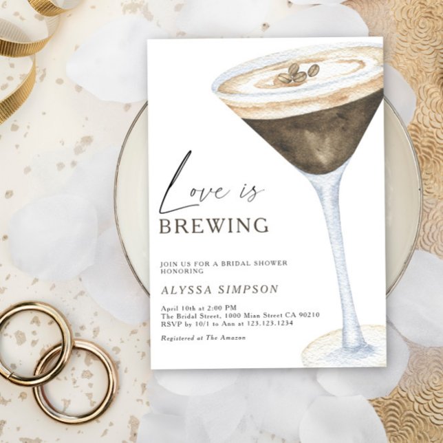 Love is Brewing Espresso Martini Bridal Shower Invitation (Creator Uploaded)
