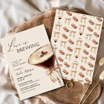 Love is Brewing Espresso Martini Bridal Shower Invitation<br><div class="desc">Celebrate the bride-to-be with a chic "Love is Brewing" espresso martini bridal shower invitation. Featuring a playful yet elegant design, this invitation sets the tone for a sophisticated gathering filled with fun and delicious cocktails. The stylish espresso martini theme, complemented by modern typography, creates a trendy, upbeat vibe perfect for...</div>