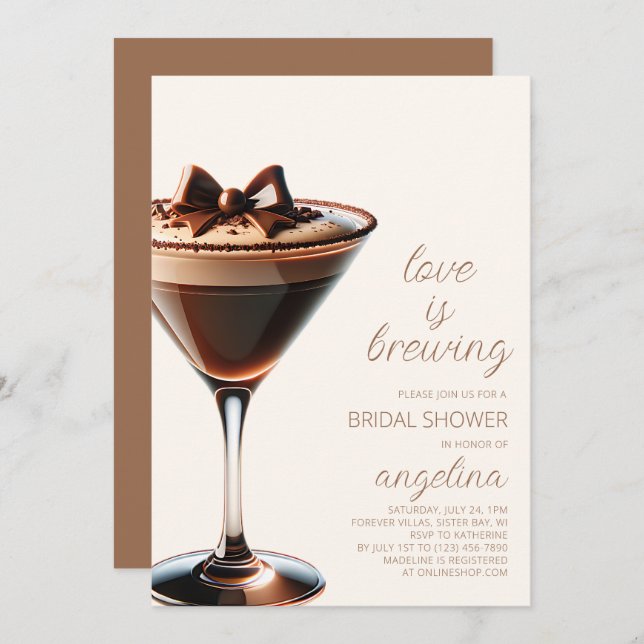 Love is Brewing Espresso Martini Bridal Shower  Invitation (Front/Back)
