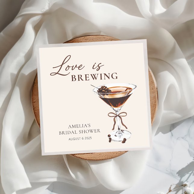 Love is Brewing Espresso Martini Bridal Shower Napkin (Creator Uploaded)