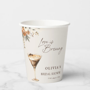 Love is Brewing Espresso Martini Bridal Shower Paper Cups