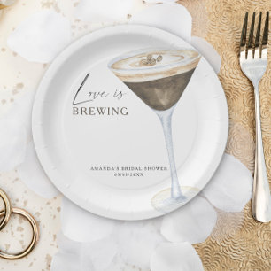 Love is Brewing Espresso Martini Bridal shower Paper Plate