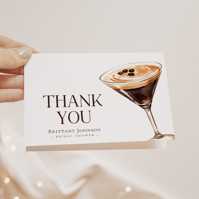 Love is Brewing Espresso Martini Bridal Shower Thank You Card (Creator Uploaded)