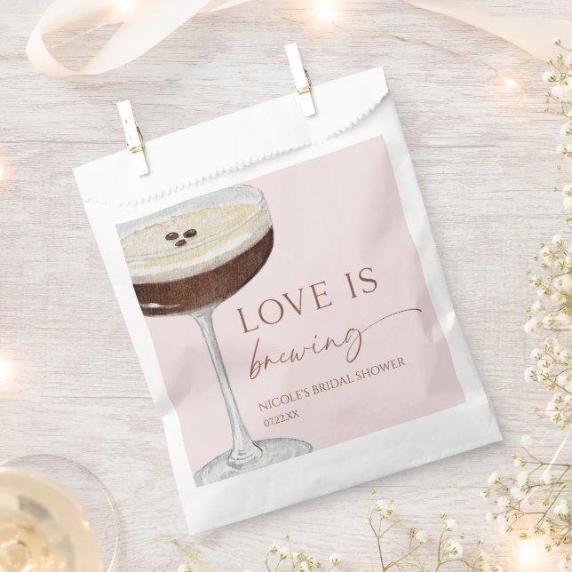 Love Is Brewing Expresso Martini Bridal Shower Favour Bag (Clipped)
