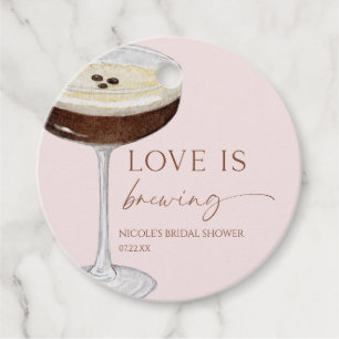 Love Is Brewing Expresso Martini Bridal Shower Favour Tags