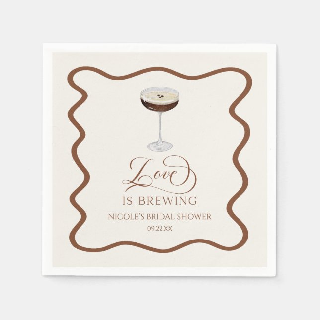 Love Is Brewing Expresso Martini Bridal Shower Napkin (Front)
