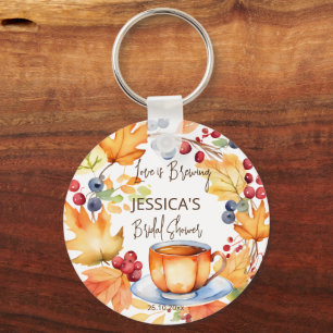 Love is brewing fall bridal shower favors keychain
