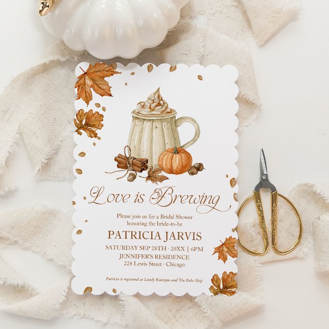 Love Is Brewing Fall Bridal Shower QR Code Invitation (Creator Uploaded)