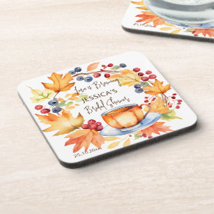 Love is brewing fall bridal shower tableware favou coaster