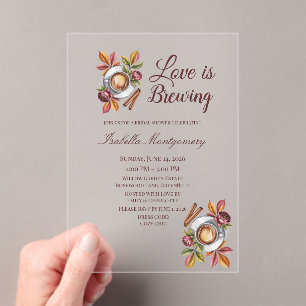 Love Is Brewing Fall Coffee Bridal Shower Acrylic Invitations