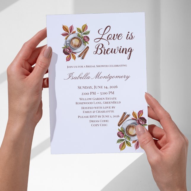 Love Is Brewing Fall Coffee Bridal Shower Invitation (Love Is Brewing Fall Coffee Bridal Shower Invitations
)