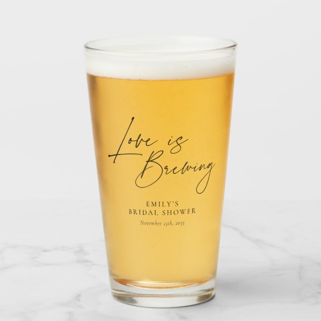 Love is Brewing Floral Bridal Shower Glass (Front Filled)