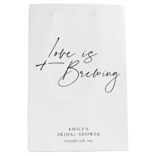 Love is Brewing Floral Bridal Shower Medium Gift Bag