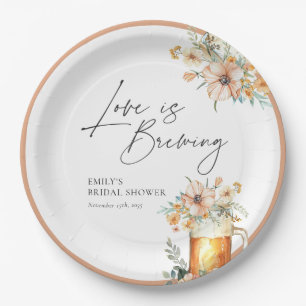 Love is Brewing Floral Bridal Shower Paper Plate