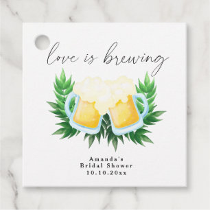 Love is Brewing Greenery Beer Bridal Shower Favour Tags