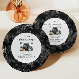 Love Is Brewing Halloween Bridal Shower Paper Plate