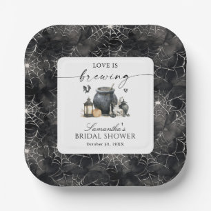 Love Is Brewing Halloween Bridal Shower Paper Plate