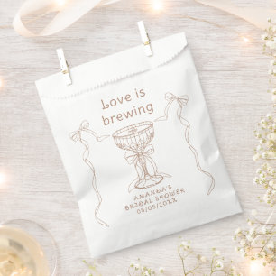 Love is brewing Hand Drawn Bridal shower  Favour Bag