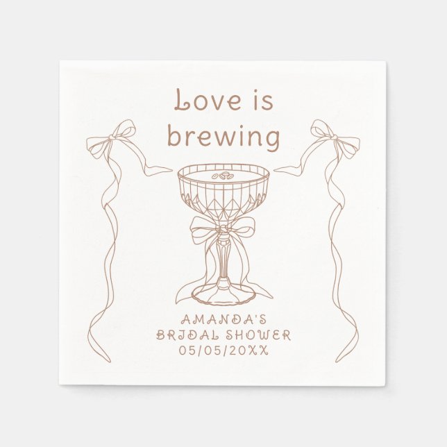 Love is brewing Hand Drawn Bridal shower  Napkin (Front)