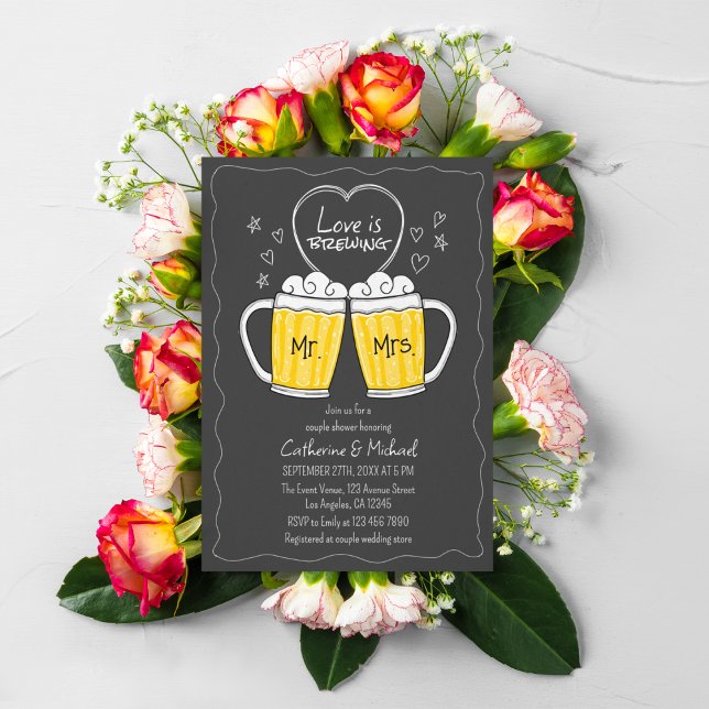 Love Is Brewing Hand Drawn Chalkboard Shower Invitation (Creator Uploaded)