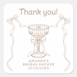 Love is brewing Hand Drawn Thank you Square Sticker