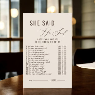 Love is Brewing He Said She Said Bridal Game