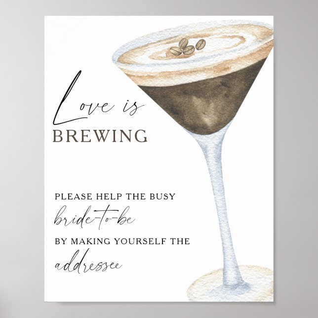 Love is brewing Help the busy bride Address Poster (Front)