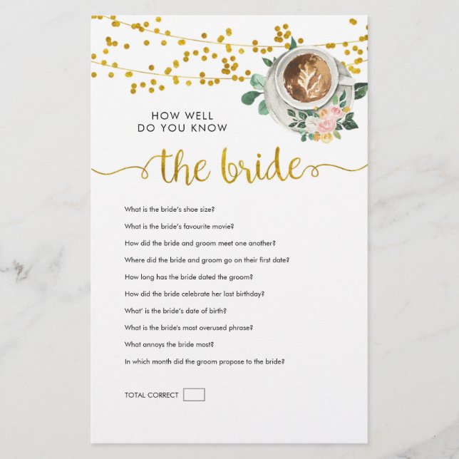 Love is Brewing How Well do You Know the Bride (Front)