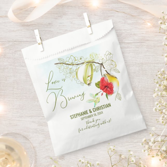 Love Is Brewing Hummingbird Tea Party Favour Bag (Clipped)