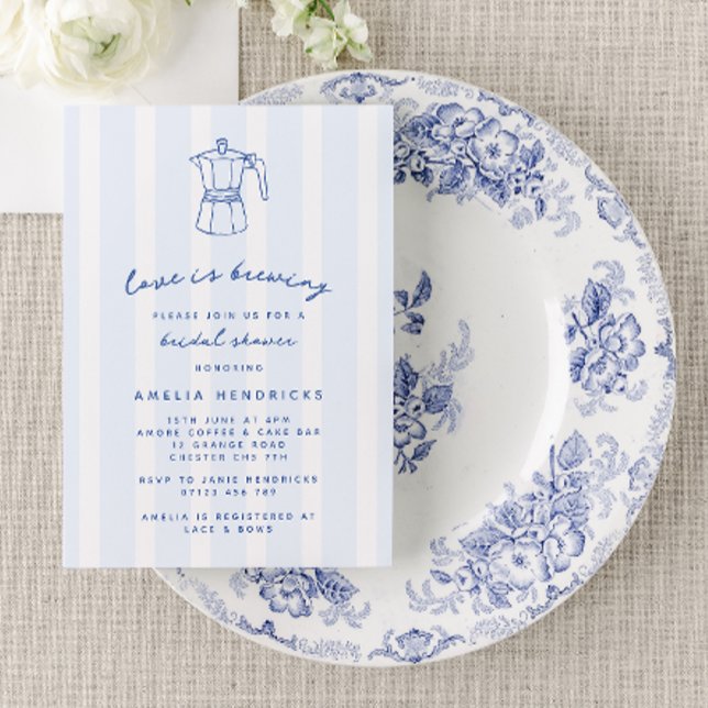 Love is Brewing Italian Press Doodle Bridal Shower Invitation (Creator Uploaded)