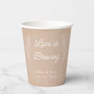 Love is Brewing Kraft Paper Coffee Paper cup