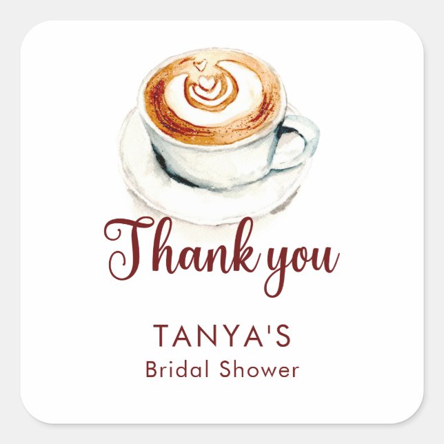 Love is Brewing Latte Bridal Shower Custom Square Sticker (Front)