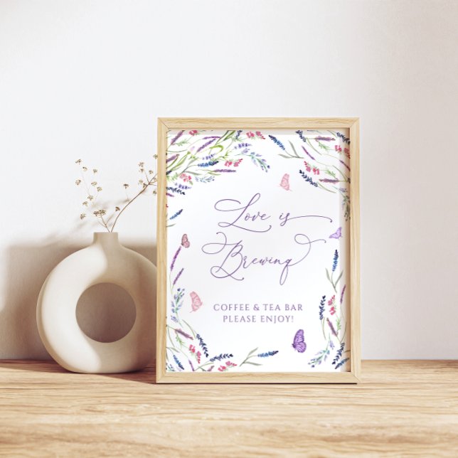 Love is Brewing Lavender Butterflies Poster (Creator Uploaded)