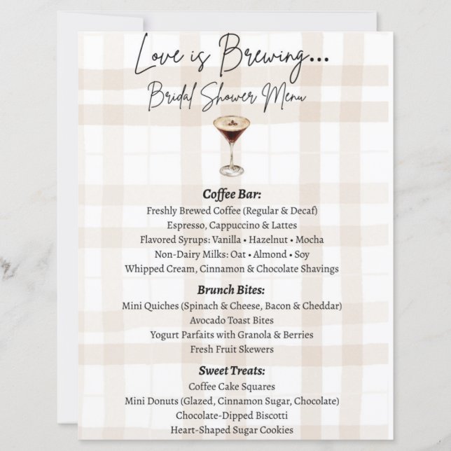 Love is Brewing Menu (Front)