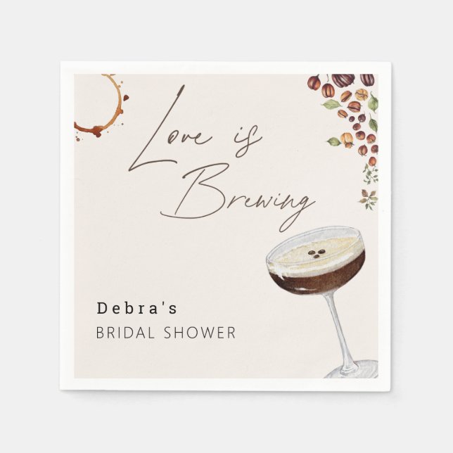 Love Is Brewing Modern Bridal Shower  Napkin (Front)