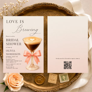 Love is Brewing QR Code Bridal Shower Invitation