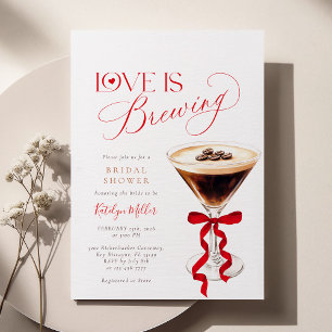 Love is Brewing Red Bow Bridal Shower  Invitation